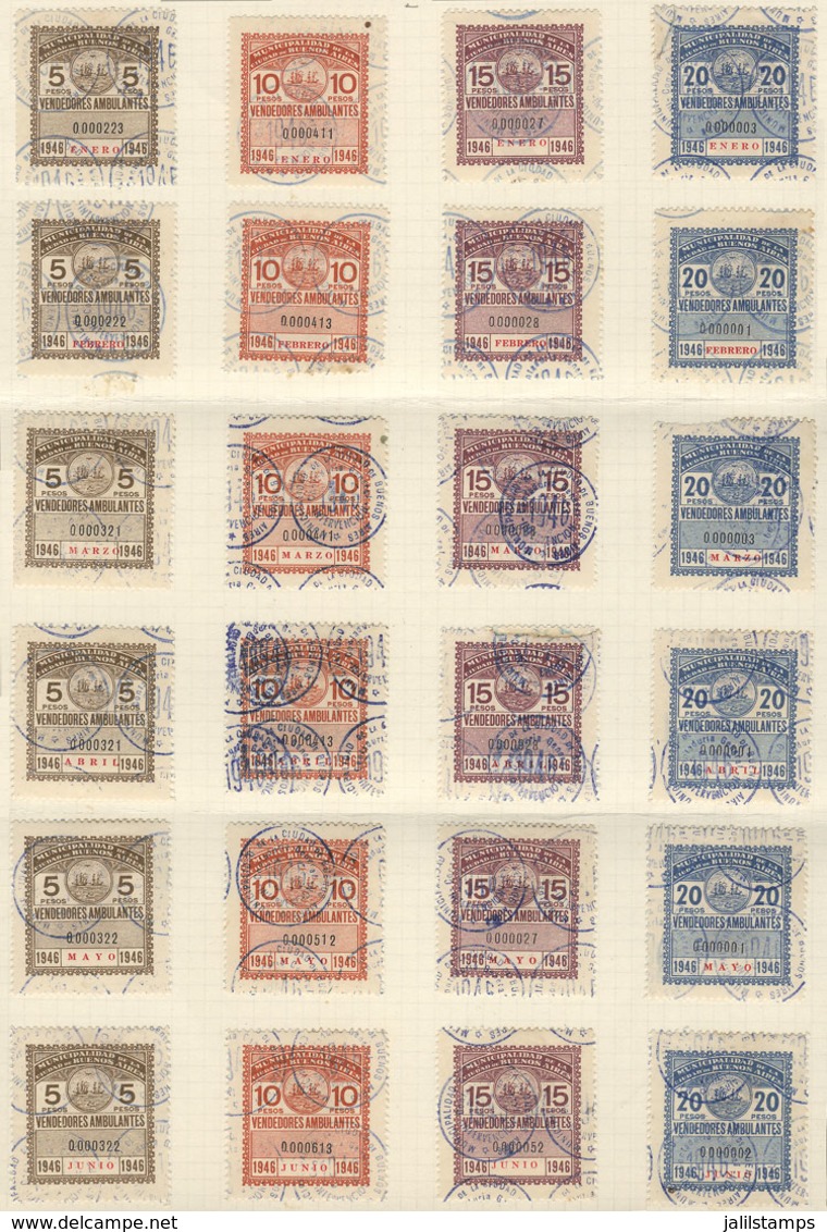ARGENTINA: BUENOS AIRES: STREET SELLERS, Year 1946, Complete Set Of 48 Stamps, Mint Original Gum, Mounted With Hinges On - Autres & Non Classés
