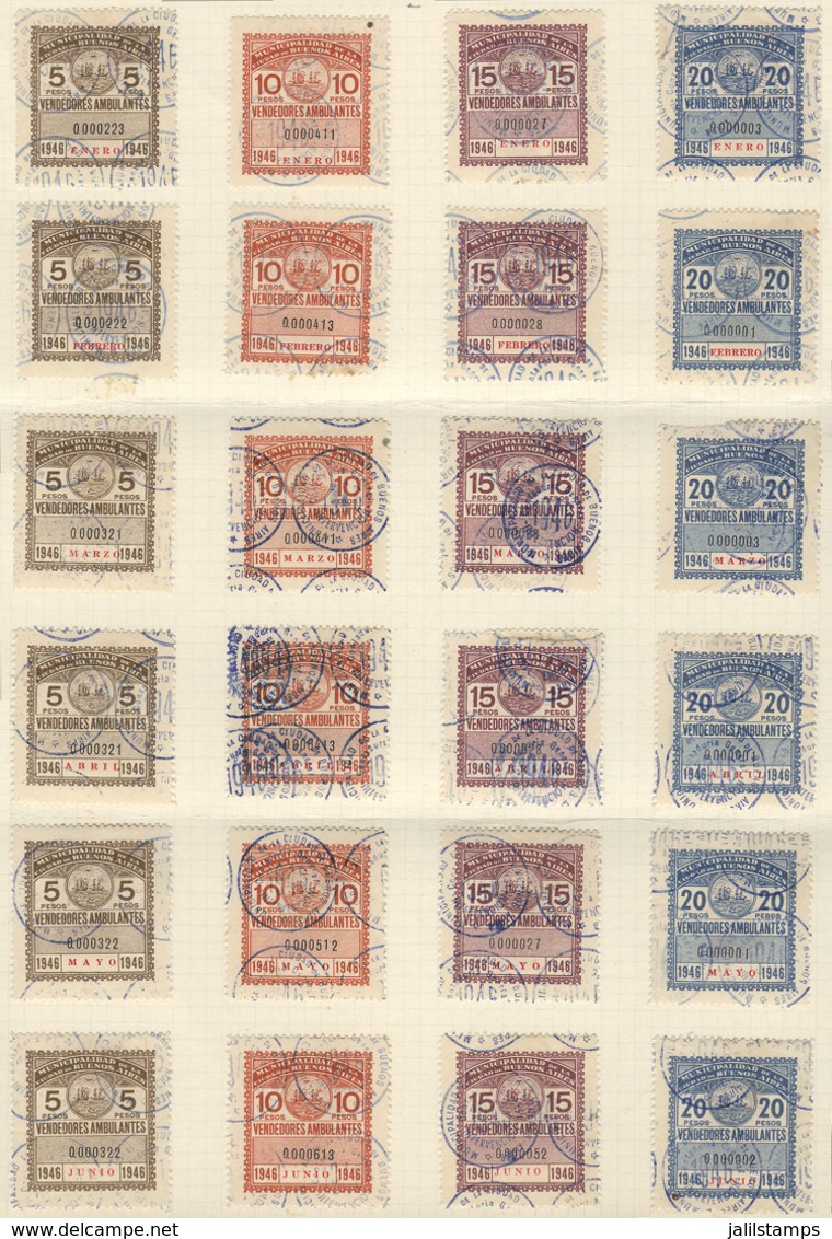 ARGENTINA: BUENOS AIRES: STREET SELLERS, Year 1946, Complete Set Of 48 Stamps, Mint Original Gum, Mounted With Hinges On - Altri & Non Classificati