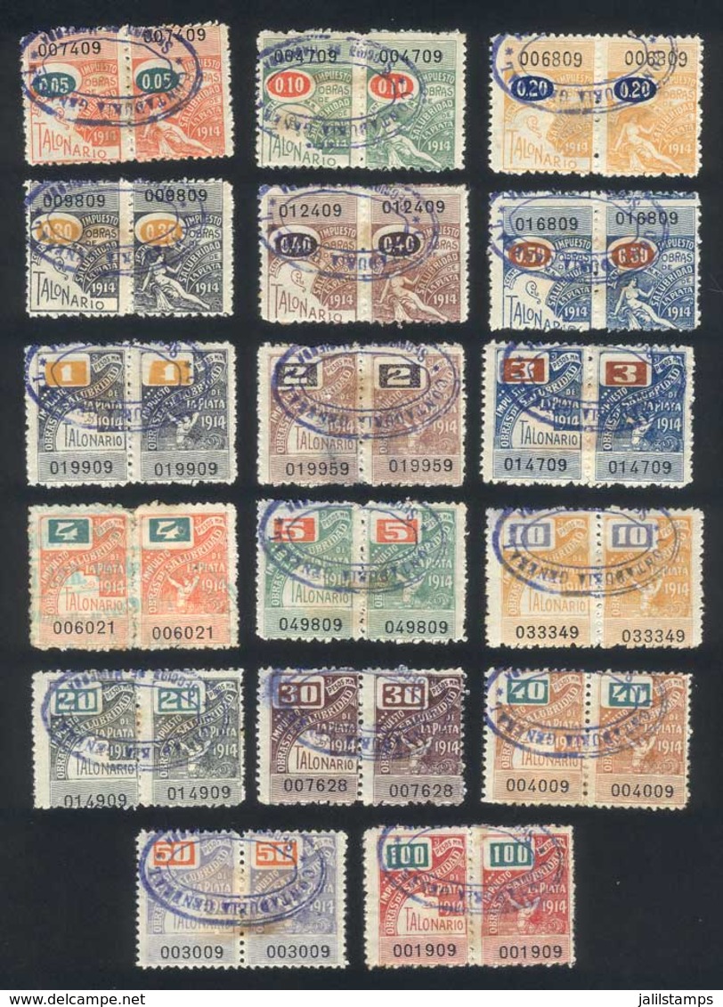 ARGENTINA: PROVINCE OF BUENOS AIRES: La Plata Obras De Salubridad, Year 1914, Complete Set Of 17 Values Between 5c. And  - Sonstige & Ohne Zuordnung