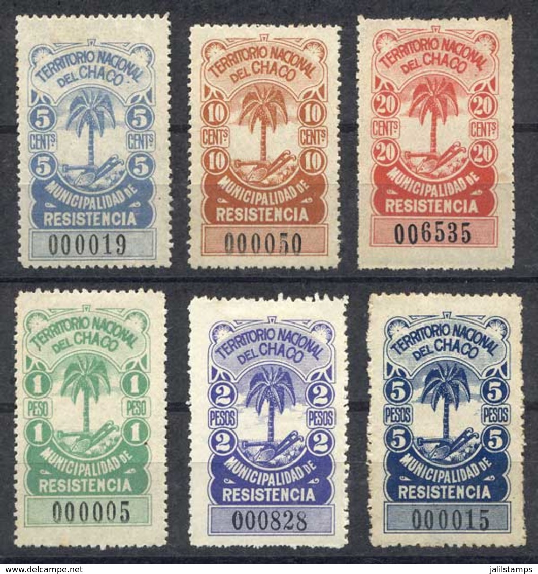 ARGENTINA: TERRITORIO NACIONAL DEL CHACO - Municipality Of RESISTENCIA: 1913, Set Of 6 Mint Stamps, Values Between 5c. A - Sonstige & Ohne Zuordnung