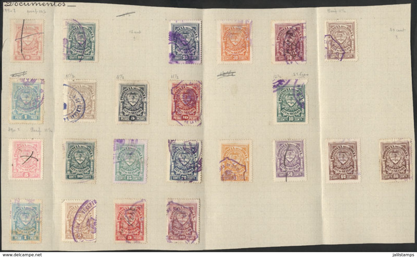 ARGENTINA: PROVINCE OF LA RIOJA: Year 1900, 5c. To 10P., Complete Set, Both Perforations Of Several Values (11½ And 12½) - Sonstige & Ohne Zuordnung