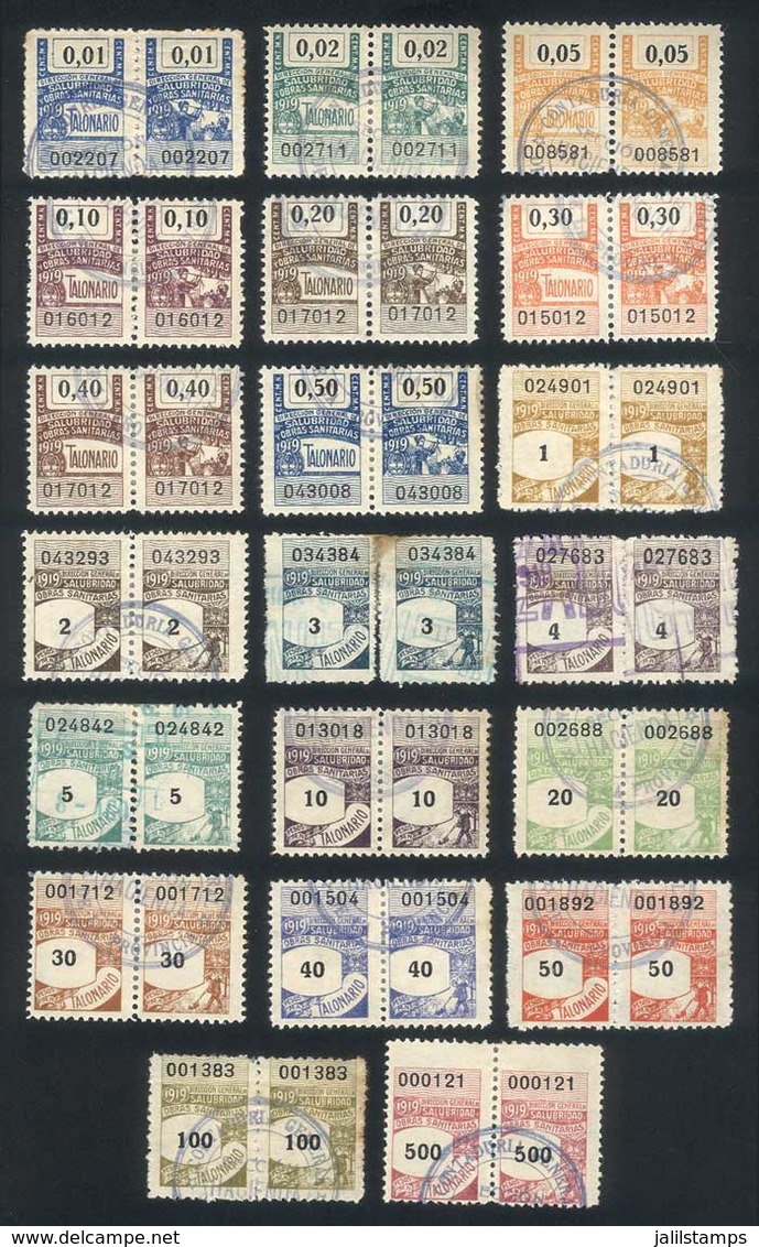 ARGENTINA: PROVINCE OF BUENOS AIRES: La Plata Obras De Salubridad, Year 1919, Complete Set Of 20 Values Between 5c. And  - Sonstige & Ohne Zuordnung