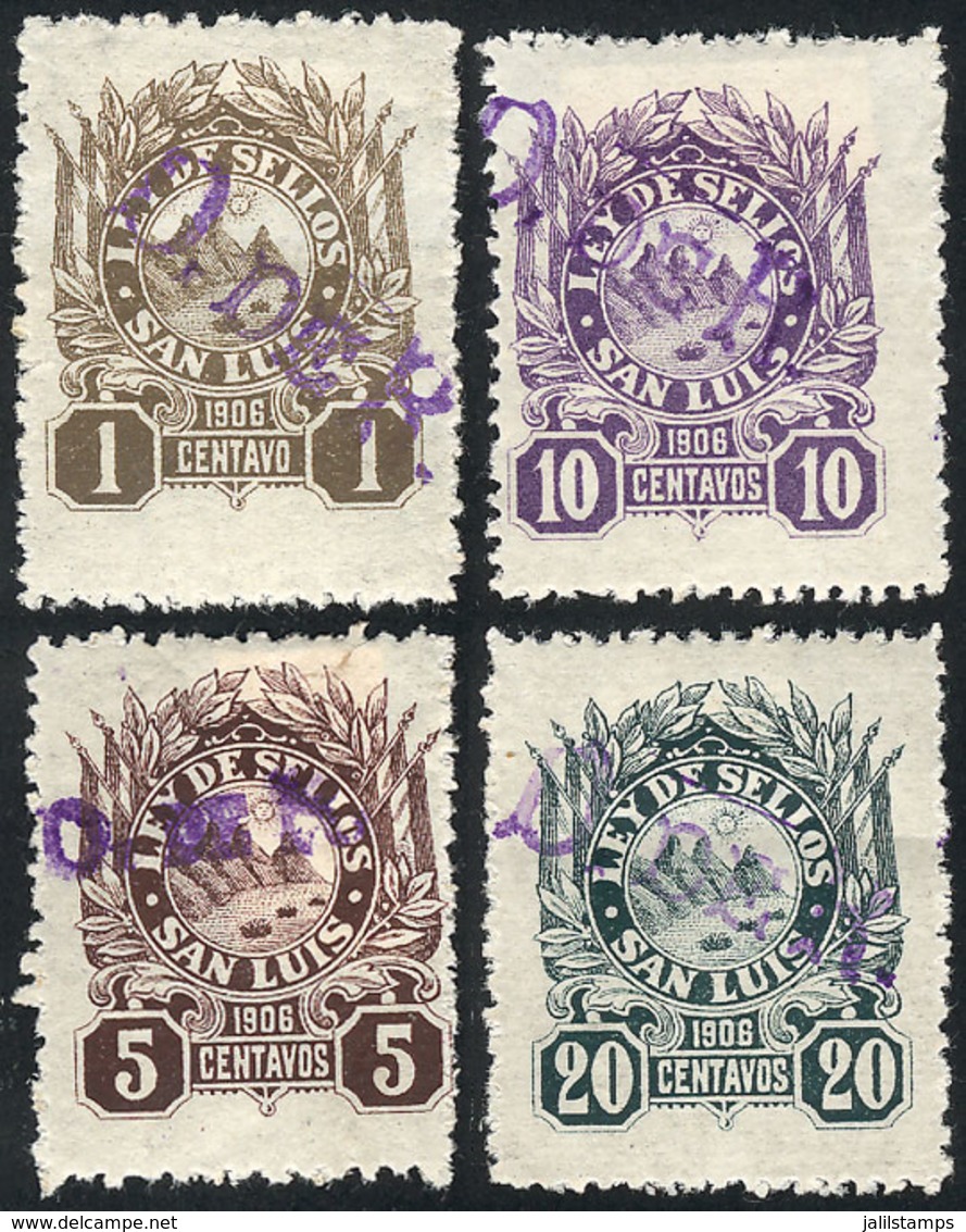 ARGENTINA: PROVINCE OF SAN LUIS: Year 1906, Set Of 4 Values (1c. To 20c.), Very Fine General Quality, Rare! - Sonstige & Ohne Zuordnung