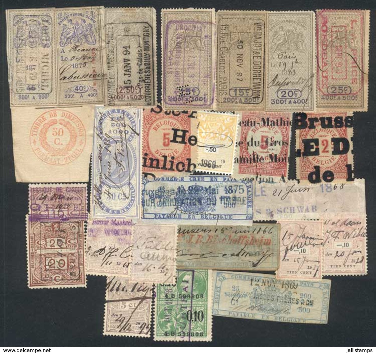 BELGIUM: Lot Of Old Revenue Stamps, Some With Defects, Very Interesting! - Timbres