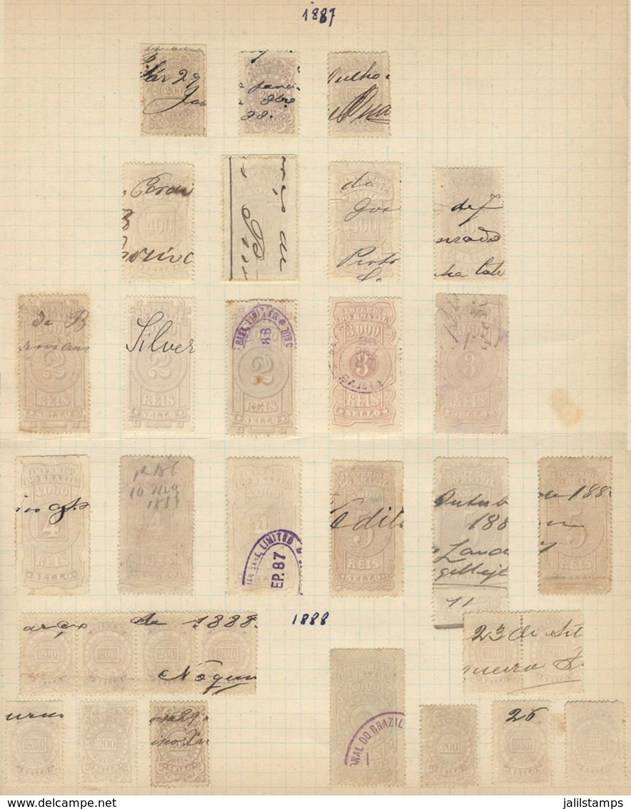 BRAZIL: National Taxes, Year 1887, Album Page Of An Old Collection With 32 Stamps Of Values Between 200 And 5,000 Reis,  - Other & Unclassified