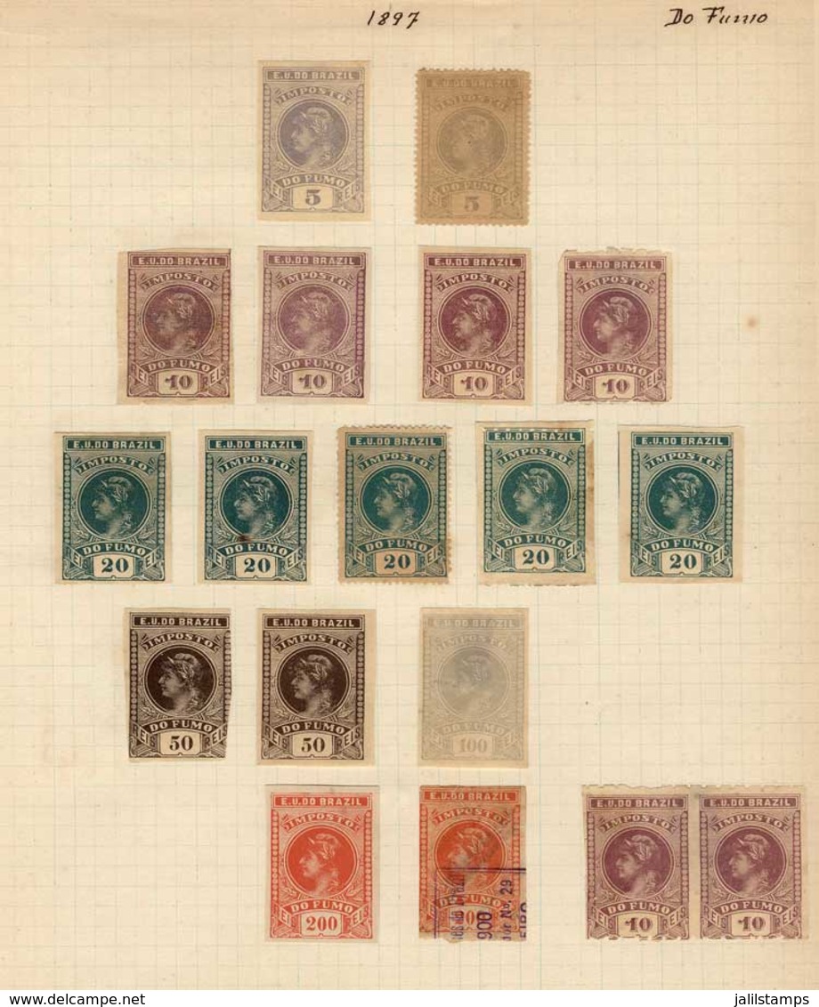 BRAZIL: IMPOSTO DO FUMO (cigarettes, Tobacco): Old Collection On 8 Album Pages, With 109 Stamps, Fine Quality (some With - Other & Unclassified