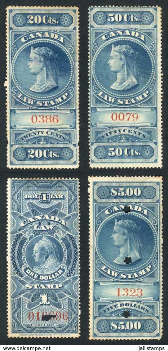 CANADA: SUPREME COURT: Year 1876, 4 Stamps Of 20c., 50c., $1 And $5, Used, Fine Quality, Very Handsome! - Revenues