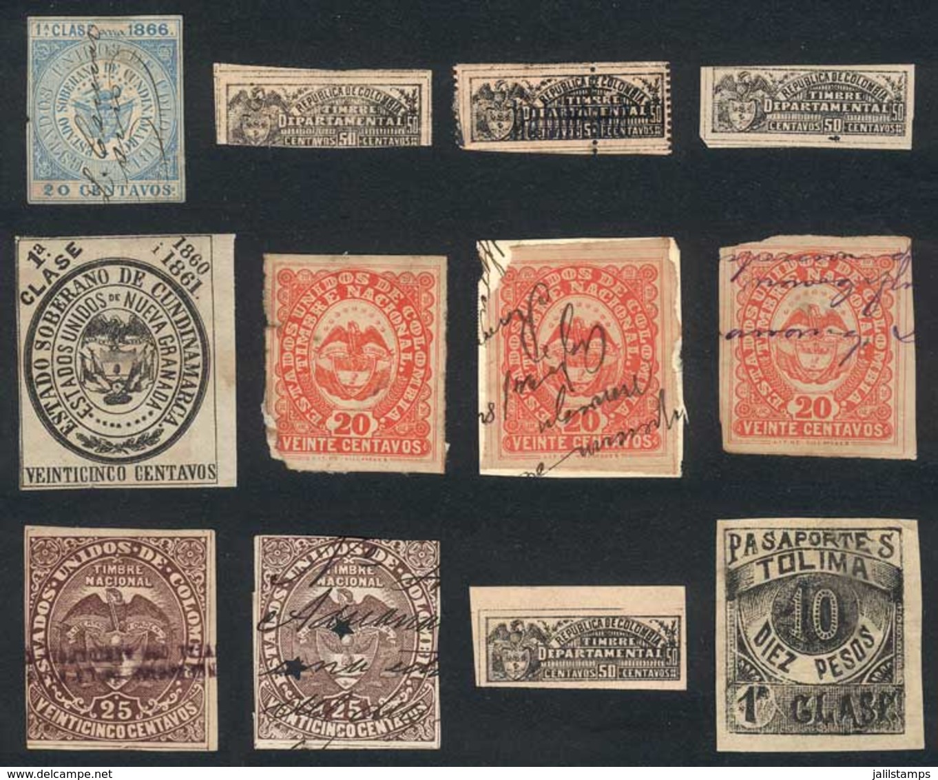 COLOMBIA: 12 Old Revenue Stamps, Fine General Quality, Some With Little Defects, Very Interesting! - Kolumbien