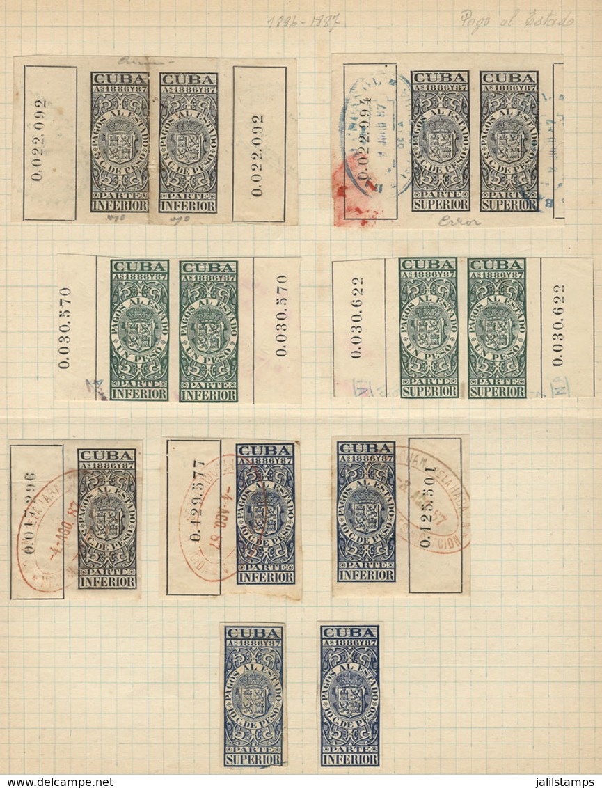 CUBA: PAGOS AL ESTADO: 42 Stamps On Pages Of An Old Collection, Fine General Quality (some Examples Can Have Minor Defec - Other & Unclassified