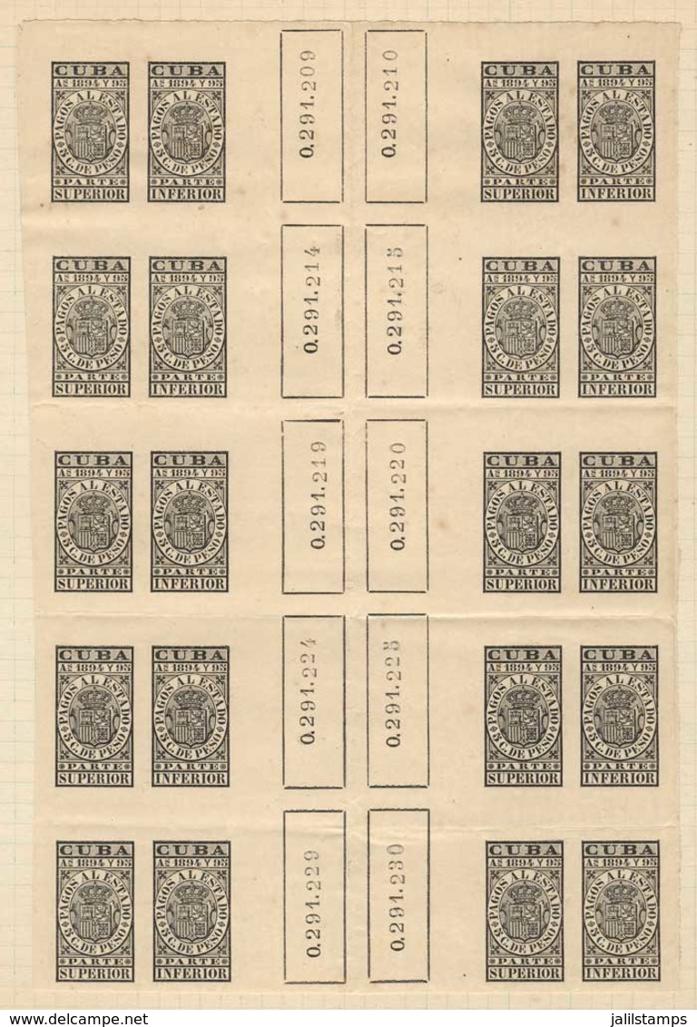 CUBA: Pagos Al Estado: 5c. Of 1894, Fantastic Block Of 10 Stamps, Mint With Full Original Gum (several Are Never Hinged) - Autres & Non Classés