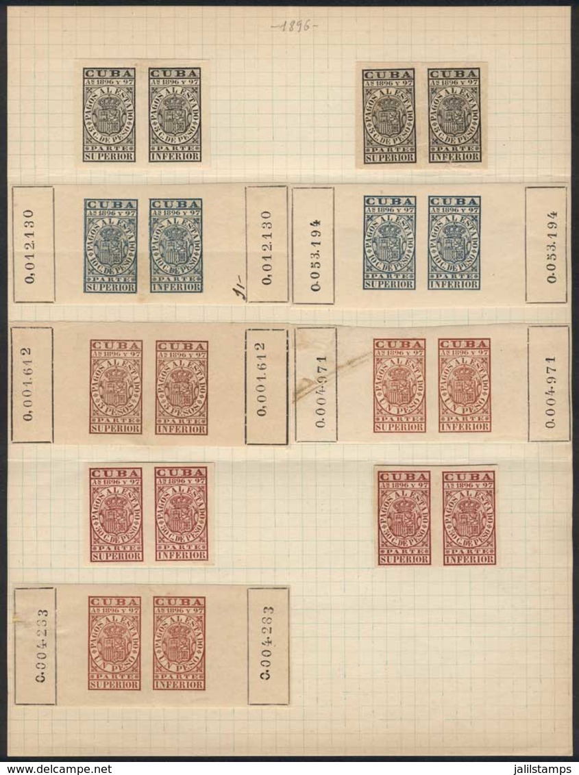 CUBA: Pagos Al Estado: 2 Album Pages With 31 Stamps Of 1896, Mint And Used, Fine To VF General Quality, From A Collectio - Sonstige & Ohne Zuordnung