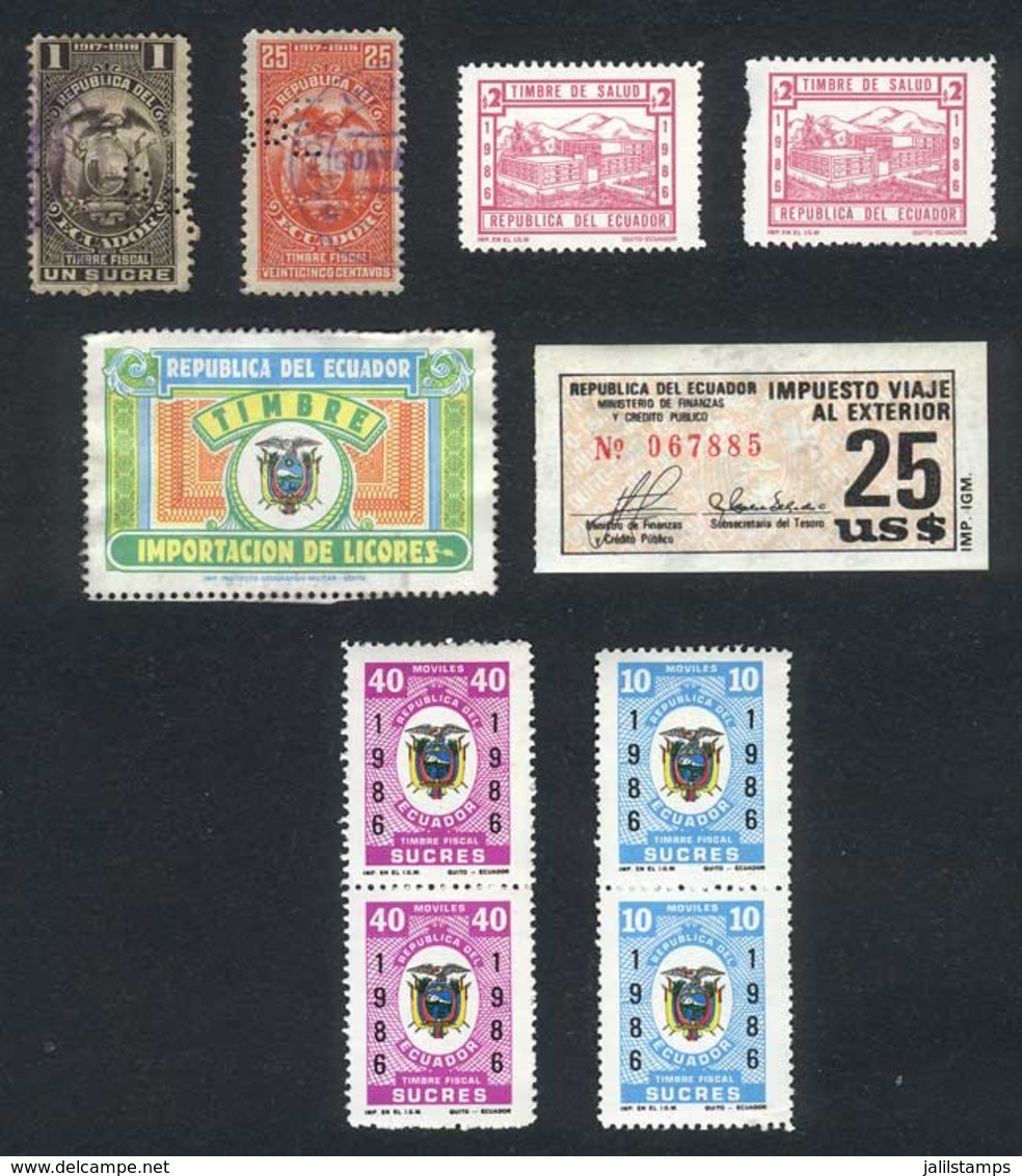 ECUADOR: Lot Of Old Revenue Stamps, Some With Defects, Very Interesting! - Ecuador