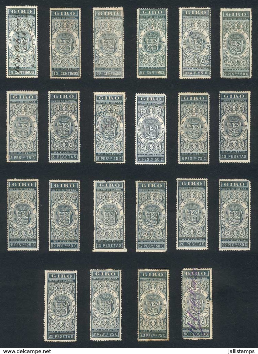 SPAIN: GIROS: Year 1876, The Set Almost Complete (only Missing The 37P.50c. Value), Used Or Mint, Several With Gum. Fine - Steuermarken