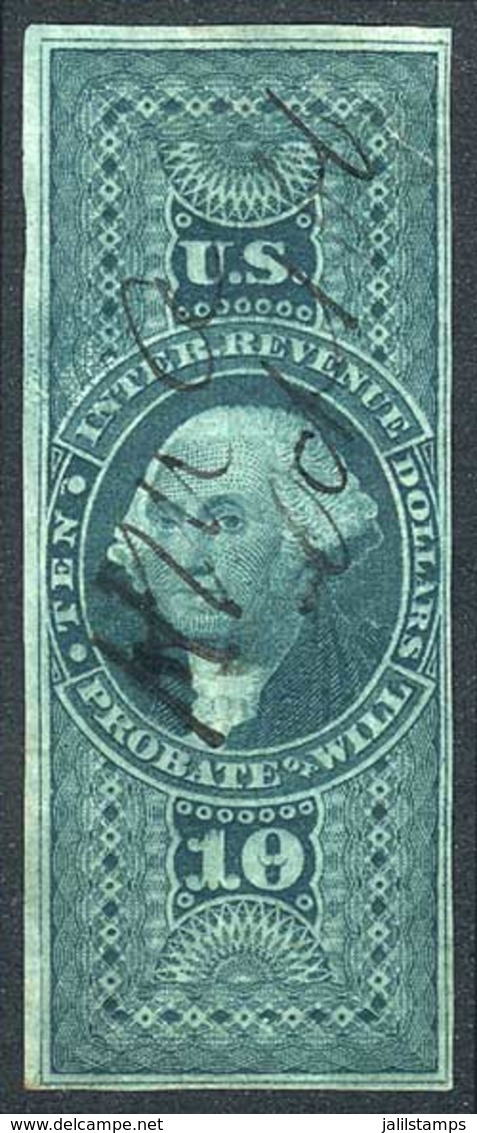 UNITED STATES: Scott R96a, 10c. Probate Of Will, IMPERFORATE, Very Fine Quality, Catalog Value US$2,500. - Revenues