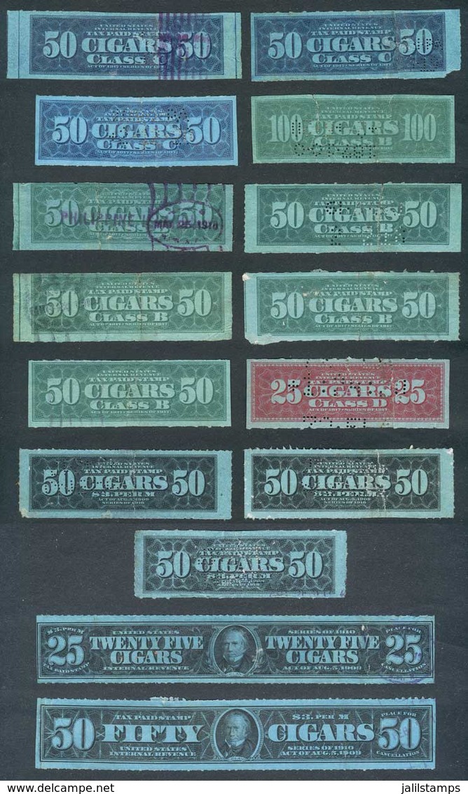 UNITED STATES: CIGARS: Years 1910/1917, 15 Examples Of Varied Values And Colors, Very Interesting. All With Defects As U - Revenues