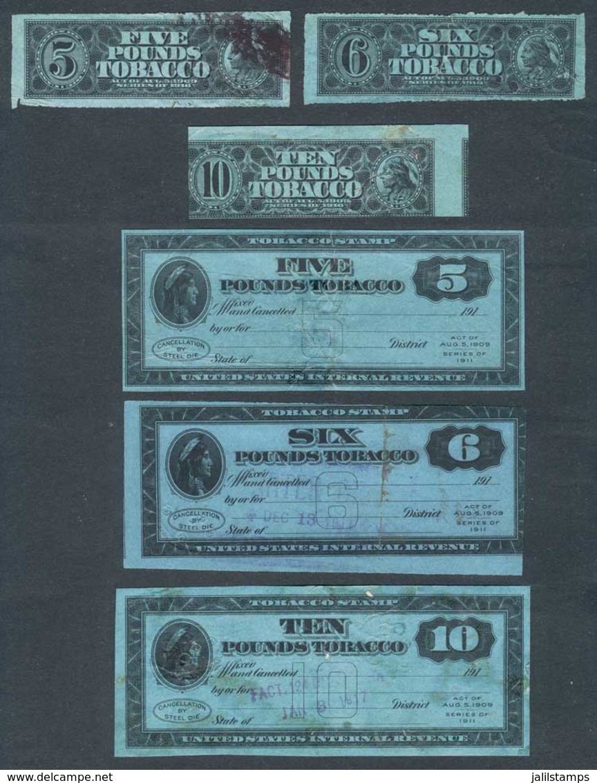 UNITED STATES: TOBACCO: Year 1909, 6 Stamps Of Varied Values, All With Defects As Usual In Lots Of This Type, Very Hands - Revenues