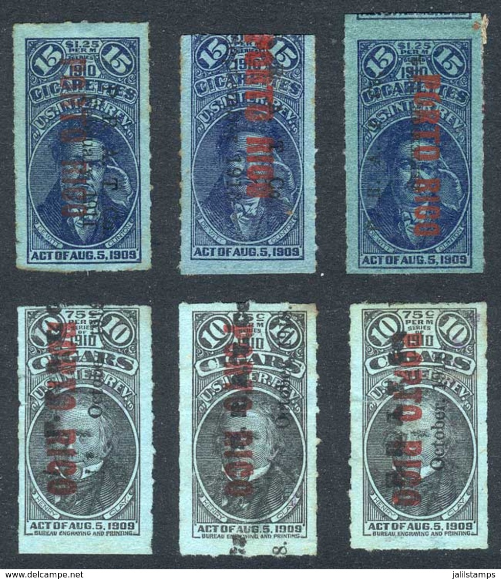 UNITED STATES - PUERTO RICO: Lot Of 6 Stamps Of USA For The Payment Of Taxes For Cigarrettes And Cigars, Overprinted "PO - Puerto Rico