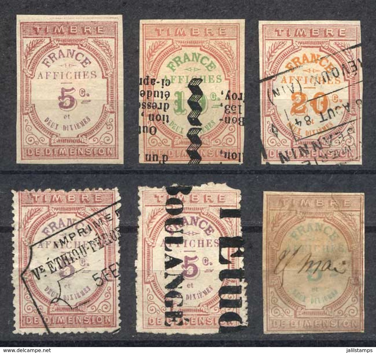 FRANCE: AFFICHES: Year 1872, Complete Set Of 3 Values + 2 Examples Of 5c. With Perforation And Rouletting Made Privately - Sonstige & Ohne Zuordnung