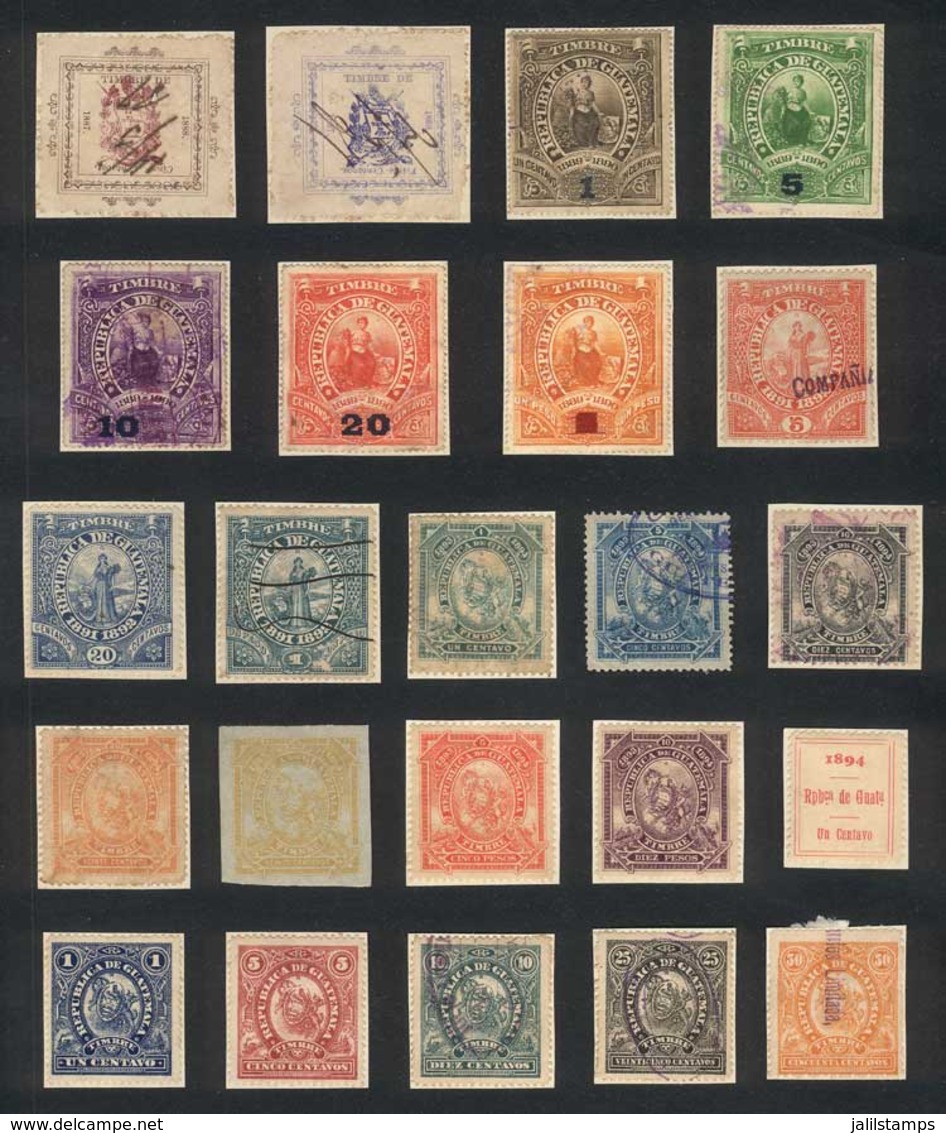 GUATEMALA: 30 Very Old Revenue Stamps, Including Good And Scarce Values, Several Of The Mint Stamps With Gum. Some With  - Guatemala