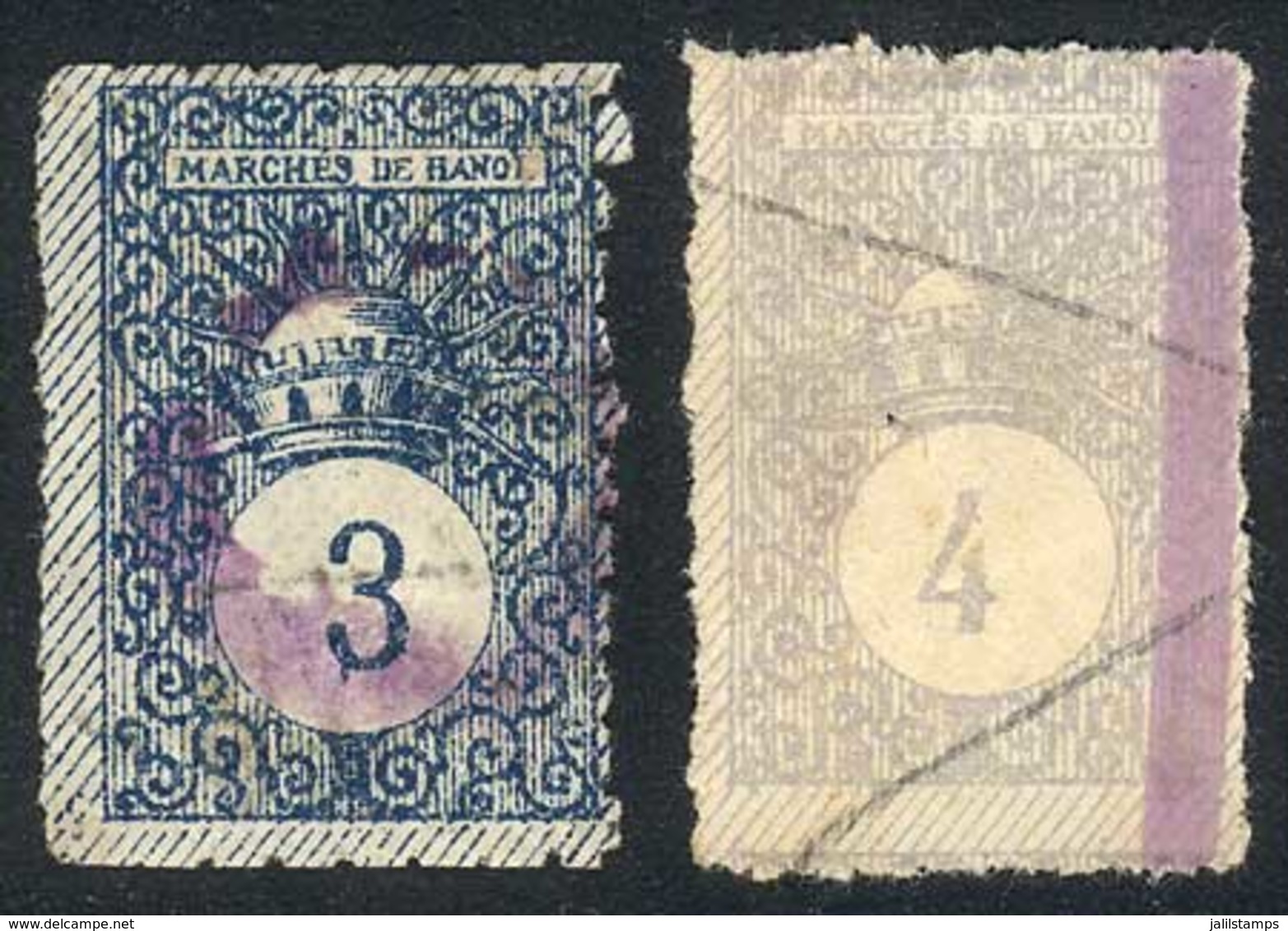 INDOCHINA (French Colony): HANOI: Marchés, 2 Used Examples, Very Fine Quality! - Sonstige & Ohne Zuordnung