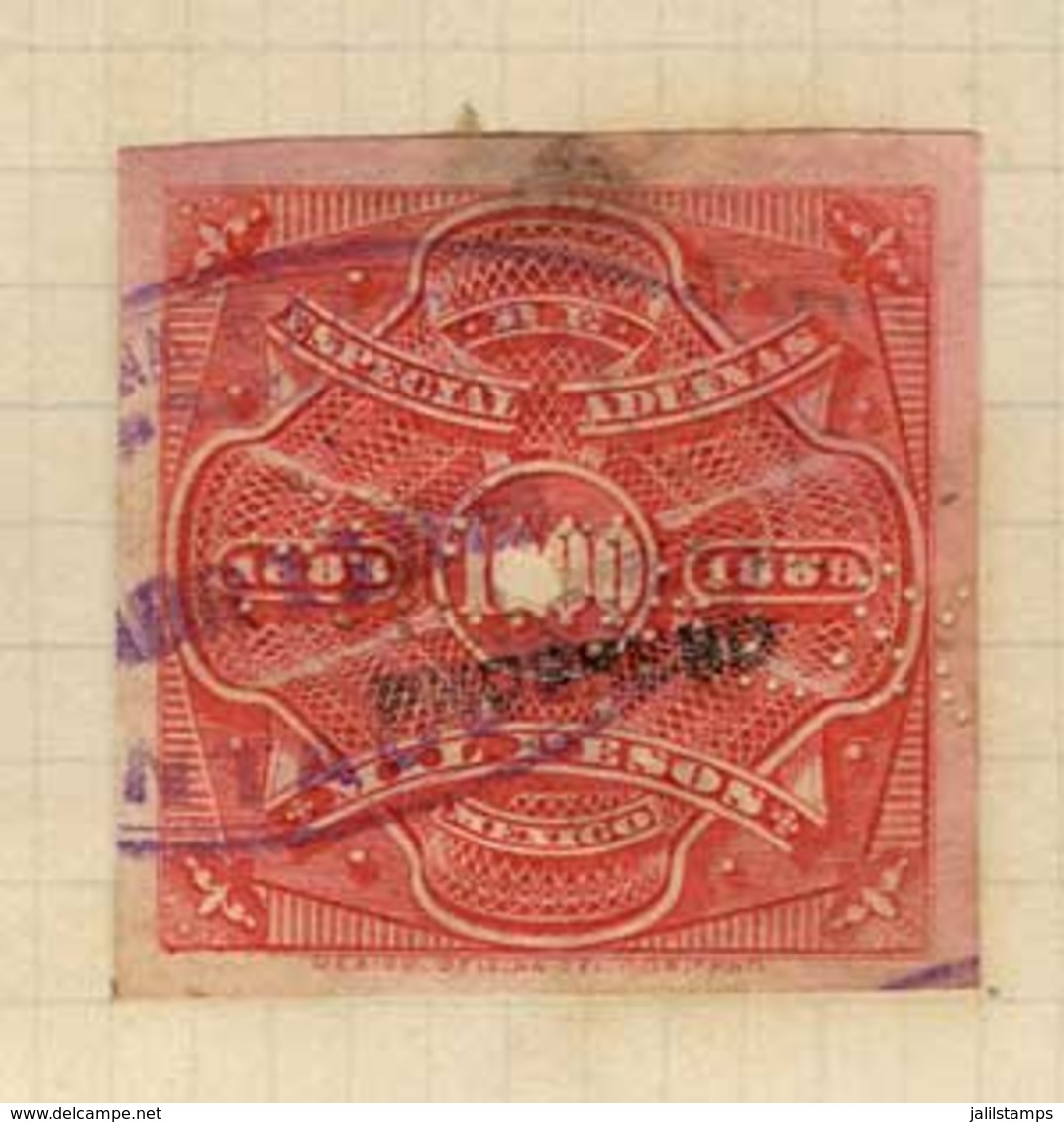 MEXICO: ADUANAS: Year 1888, 2 Album Pages Of Old Collection With 38 Stamps Between 1c. And $1000, Including Examples Ove - Mexiko