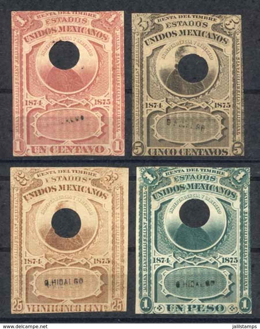 MEXICO: CONTRIBUCIÓN FEDERAL: Year 1874, 4 Used Stamps Between 1c. And $1, Very Fine Quality, Rare! - Mexiko