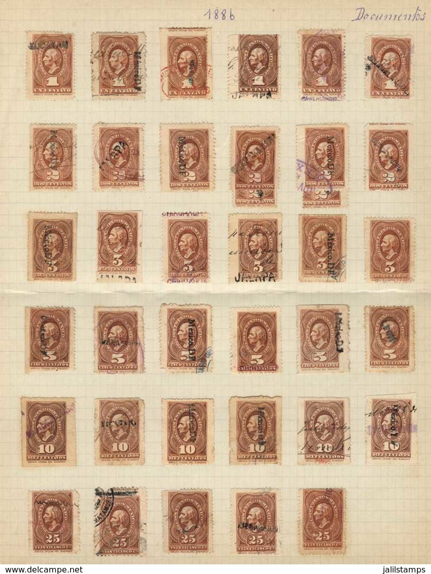 MEXICO: 100 Stamps For Documents, Year 1886, Interesting. Fine General Quality (some Can Have Minor Faults),  Mounted Mo - Mexico