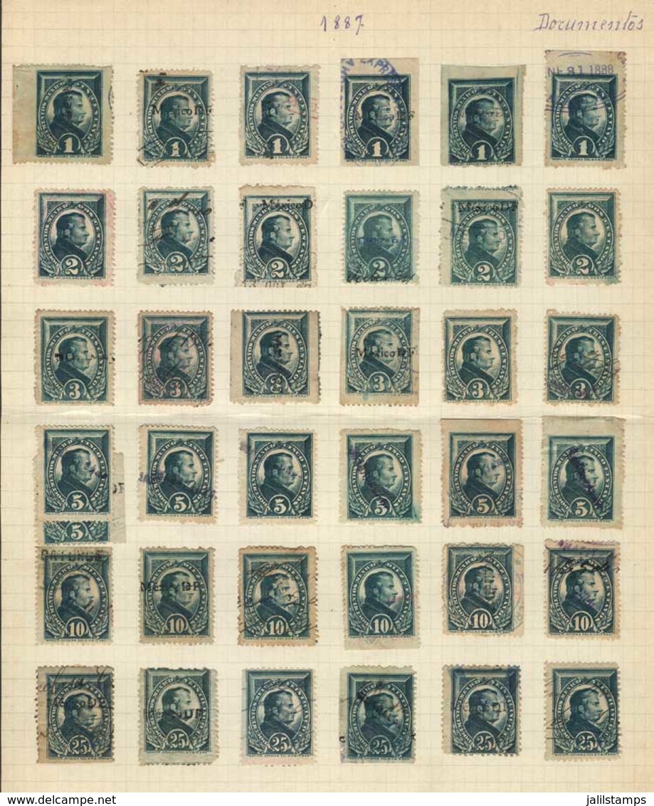 MEXICO: 106 Stamps For Documents, Year 1887, Interesting. Fine General Quality (some Can Have Minor Faults),  Mounted Mo - Mexico