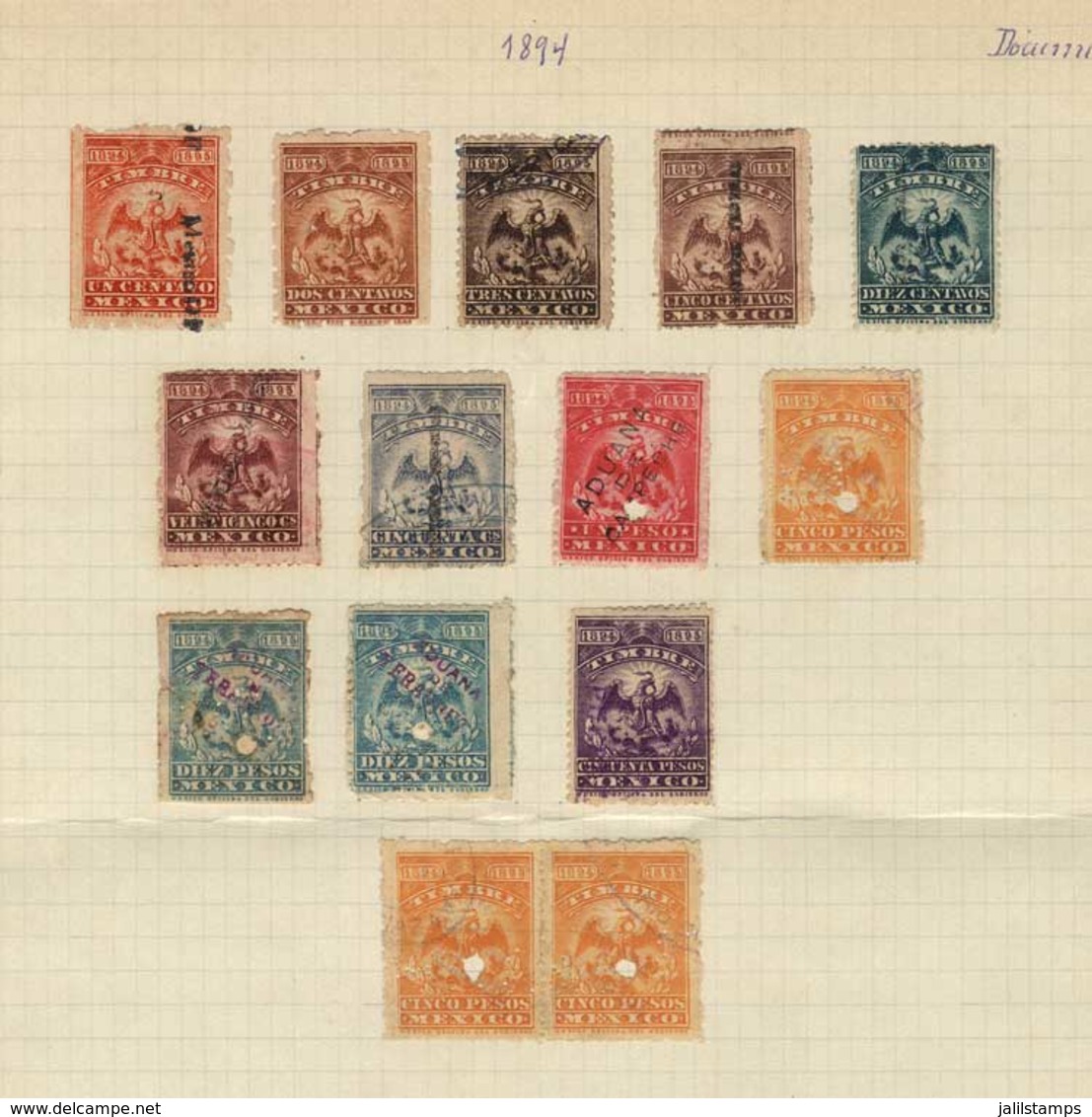 MEXICO: 92 Stamps For Documents, Years 1894 To 1895, Interesting. Fine General Quality (some Can Have Minor Faults),  Mo - Mexico