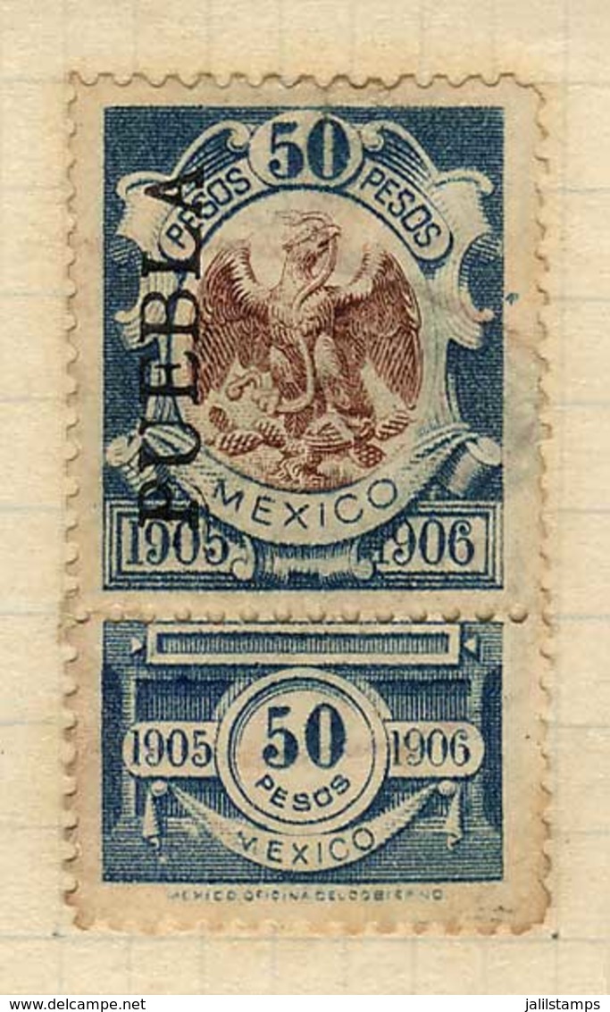 MEXICO: RENTA INTERIOR: Year 1905, Album Page Of An Old Collection With 26 Stamps, Between 1c. And $50, Fine General Qua - Mexiko