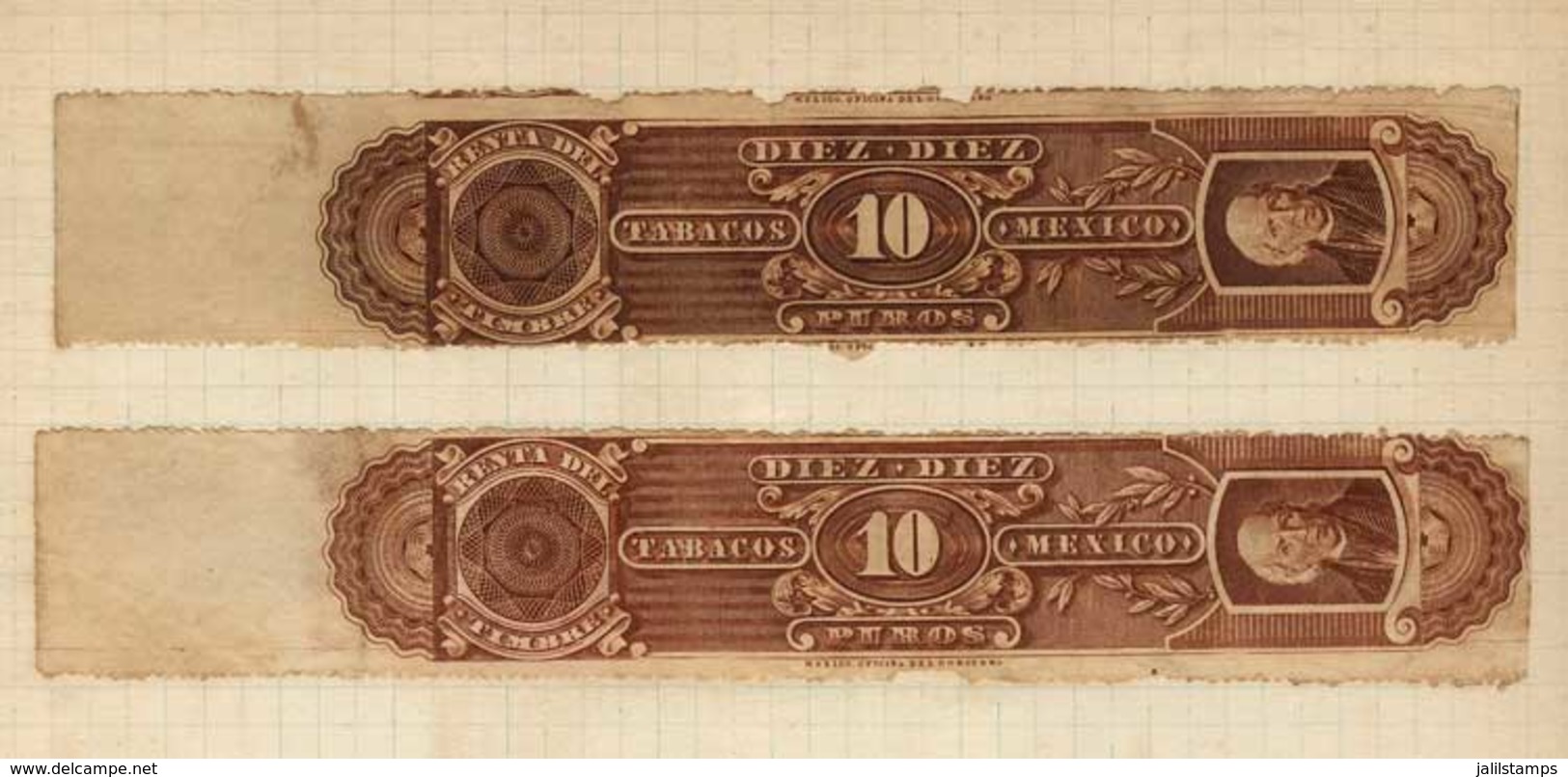 MEXICO: TOBACCO: 2 Pages Of An Old Collection With 13 Very Interesting Stamps, Some With Little Defects, Very Nice! - Mexico