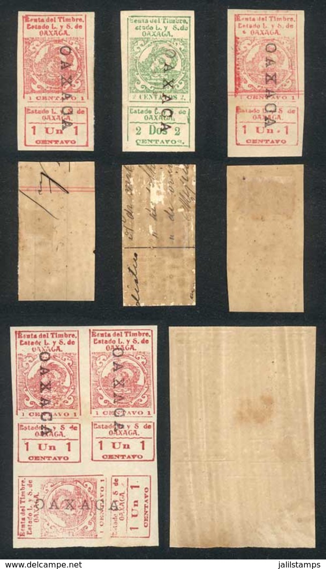 MEXICO: STATE OF OAXACA: 6 Unused Stamps Of 1c. And 2c., Mint Original Gum, Including An Interesting Block Of 3, And 2 S - Mexiko