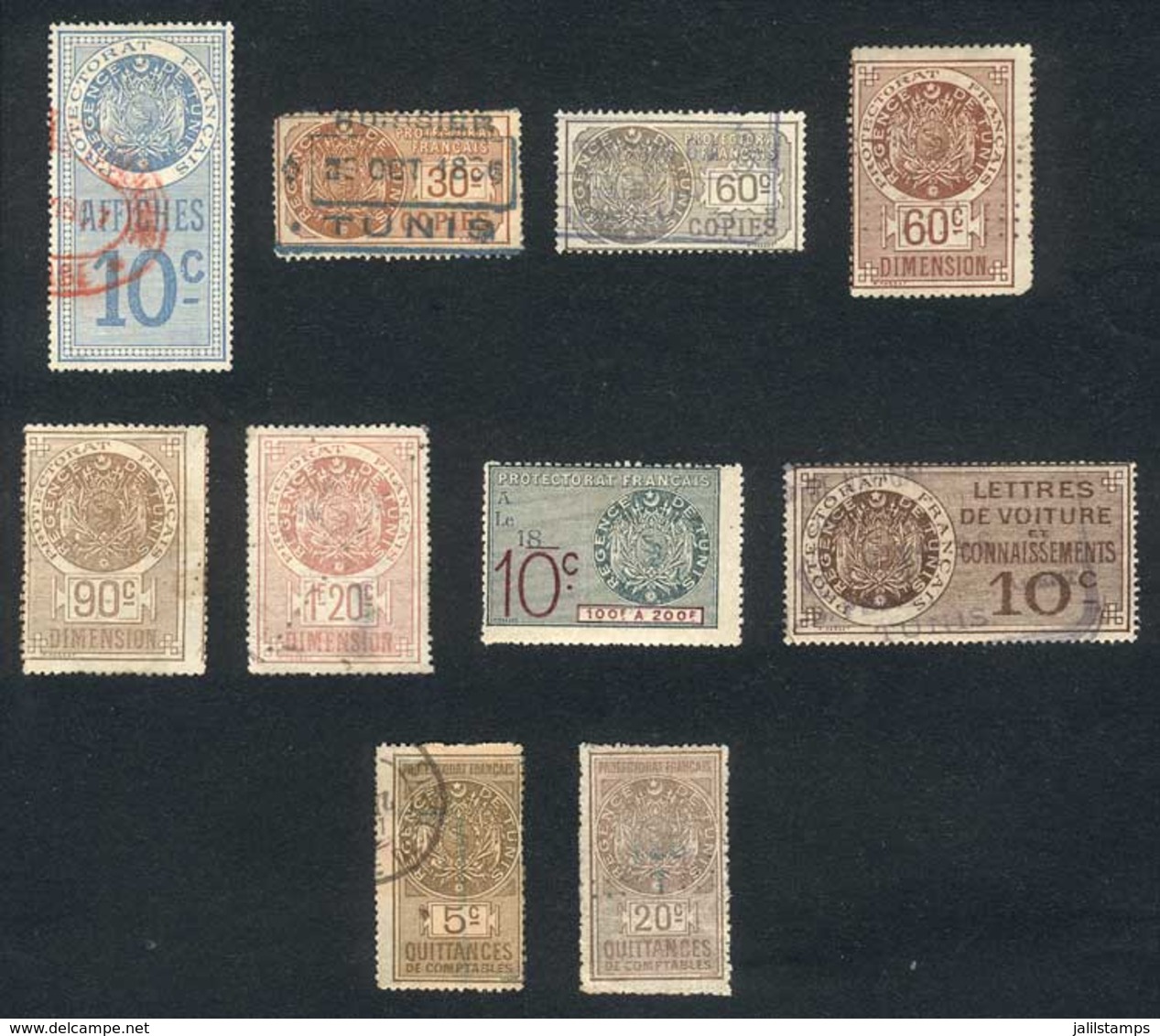 TUNISIA: 10 Old Revenue Stamps, Very Fine Quality! - Sonstige & Ohne Zuordnung