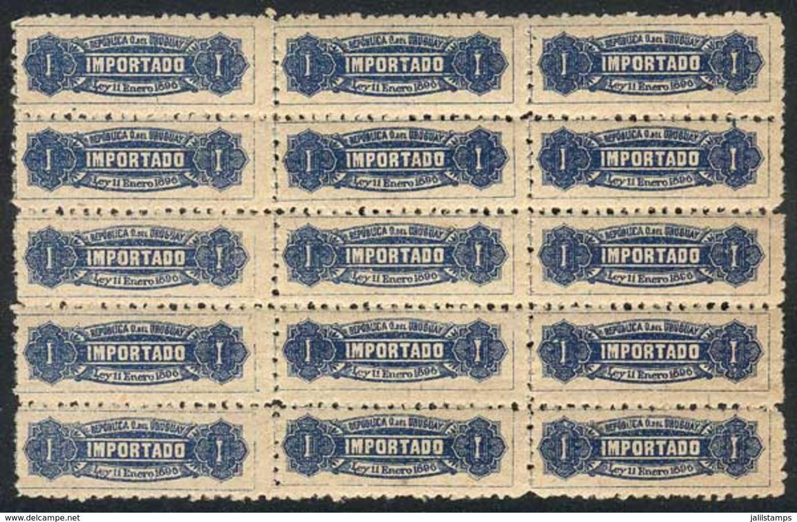 URUGUAY: Domestic Tax (IMPORTADO), Block Of 15 Mint Stamps Of 1c., VF! - Uruguay