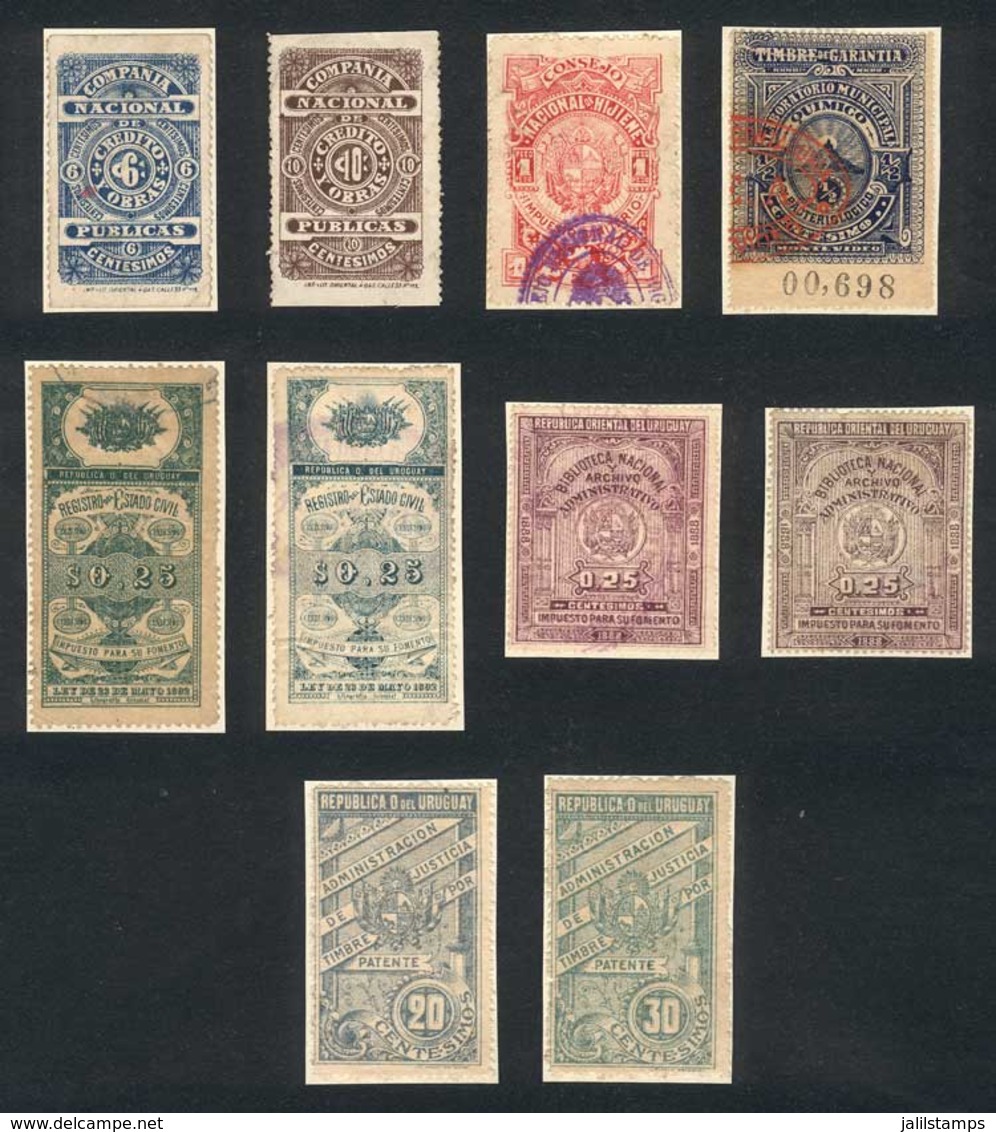 URUGUAY: Lot Of 10 Revenue Stamps, Very Interesting! - Uruguay