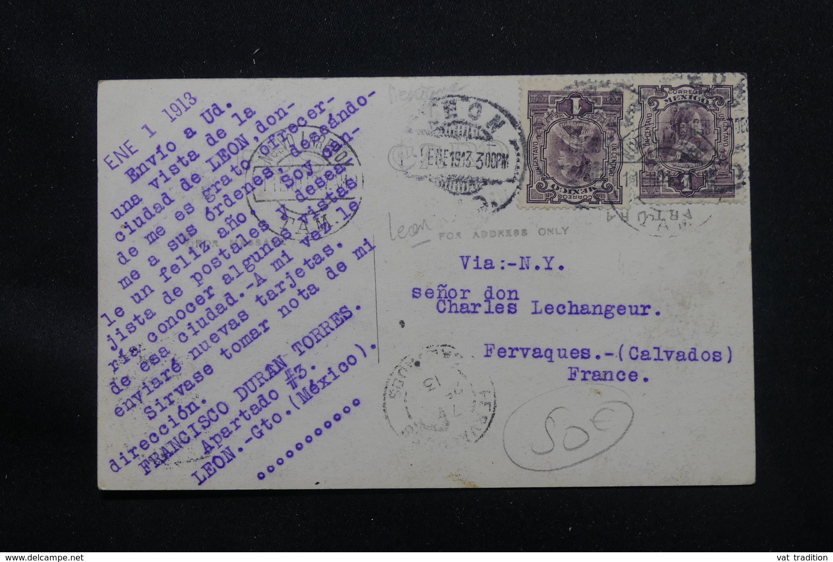 MEXIQUE - Carte Postale Photo De León, Voyagé En 1913 Pour La France - L 57393 - Mexiko