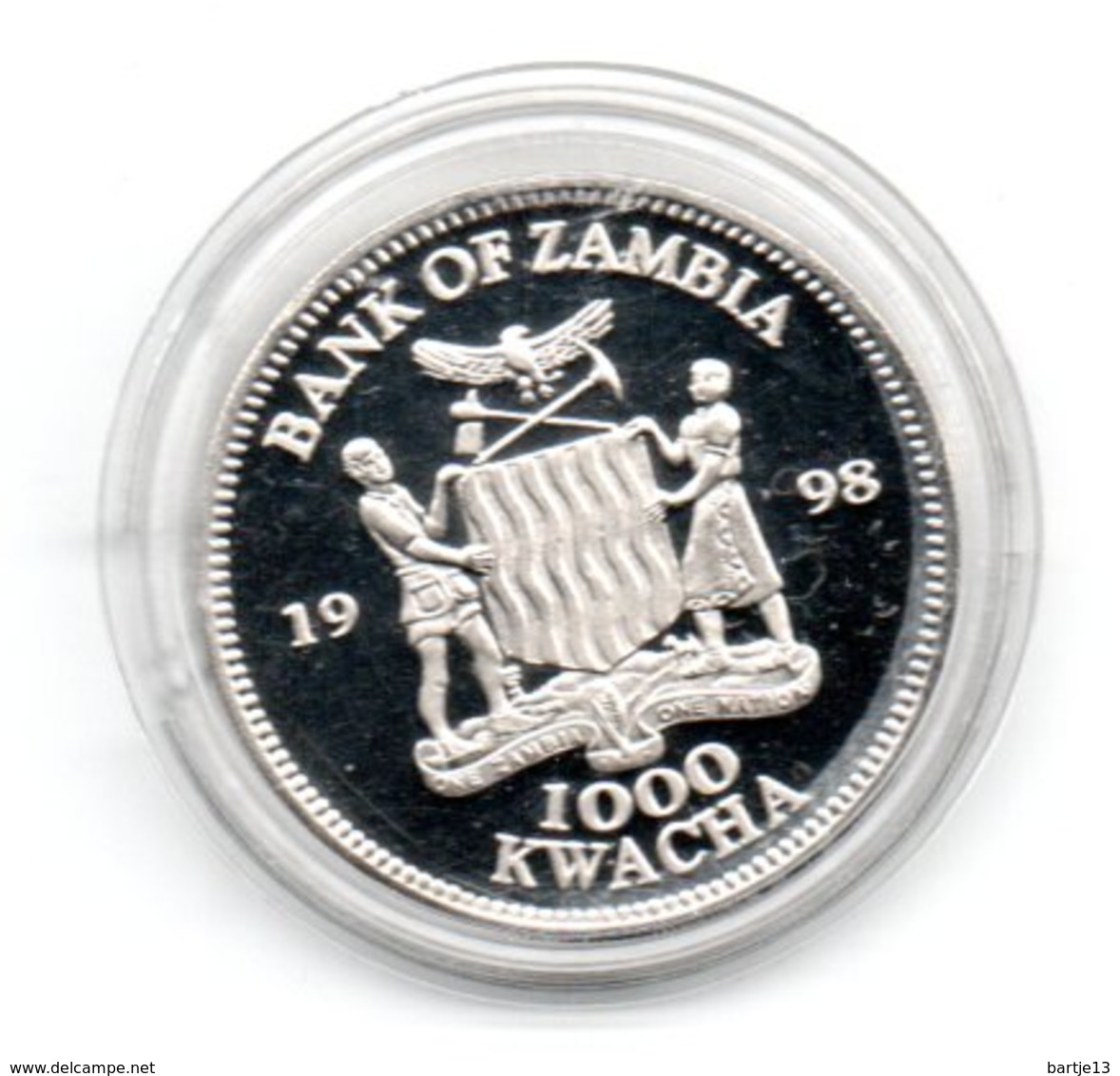 ZAMBIA 1000 KWACHA 1998 CN PROOFLIKE TITANIC SUNK 1913 DAMAGE ONLY ON CAPSEL - Zambia