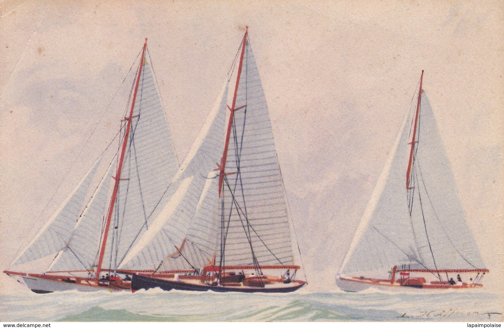 Illustrateur Haffner  Ligue Maritime Et Coloniale Française " Yachts De Courses " - Haffner