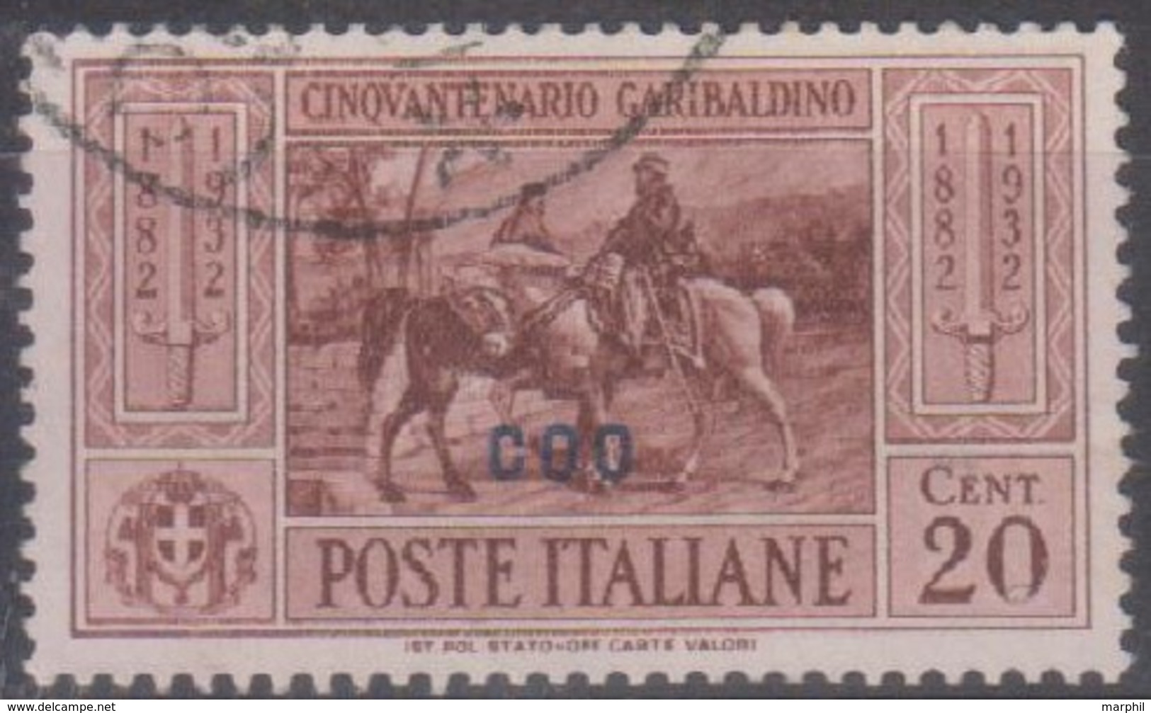 Italia Colonie Egeo Coo Cos 1932 Garibaldi 20c. SaN°18 (o) Vedere Scansione - Aegean (Coo)