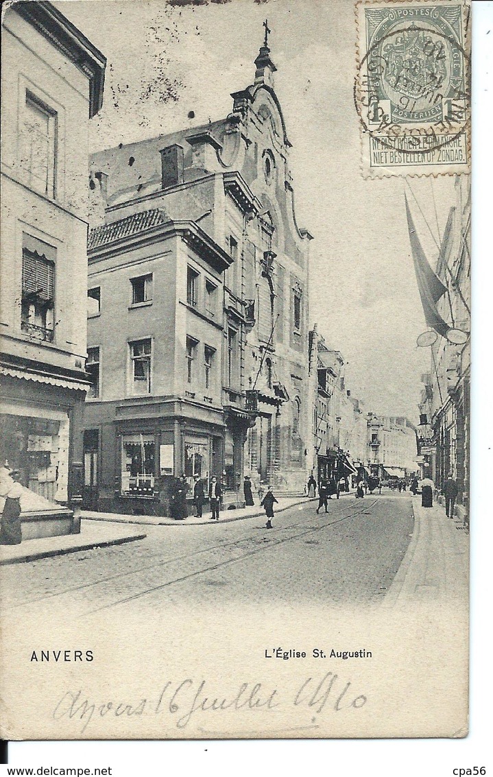 ANVERS Carte Ancienne 1910 - Rue De L' église Saint-Augustin - Vente Directe X - Antwerpen