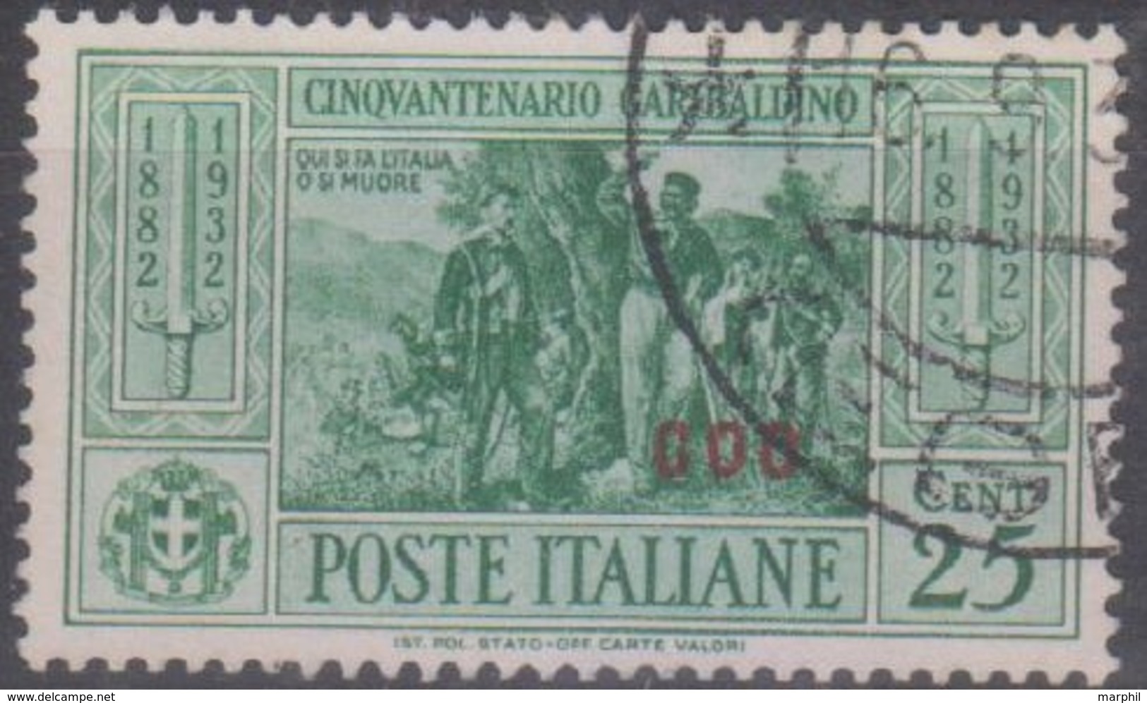 Italia Colonie Egeo Coo Cos 1932 Garibaldi 25c. SaN°19 (o) Vedere Scansione - Egeo (Coo)