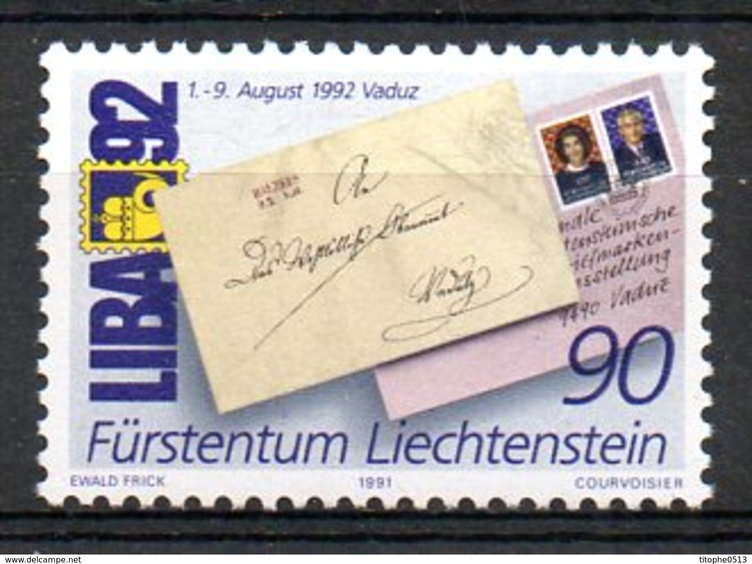 LIECHTENSTEIN. N°967 De 1991. Liba'92. - Philatelic Exhibitions