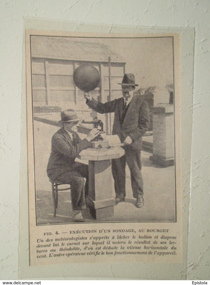 Le Bourget Sondage Météorologiste Avec Ballon à Main  - Coupure De Presse De 1928 - GPS/Avionique