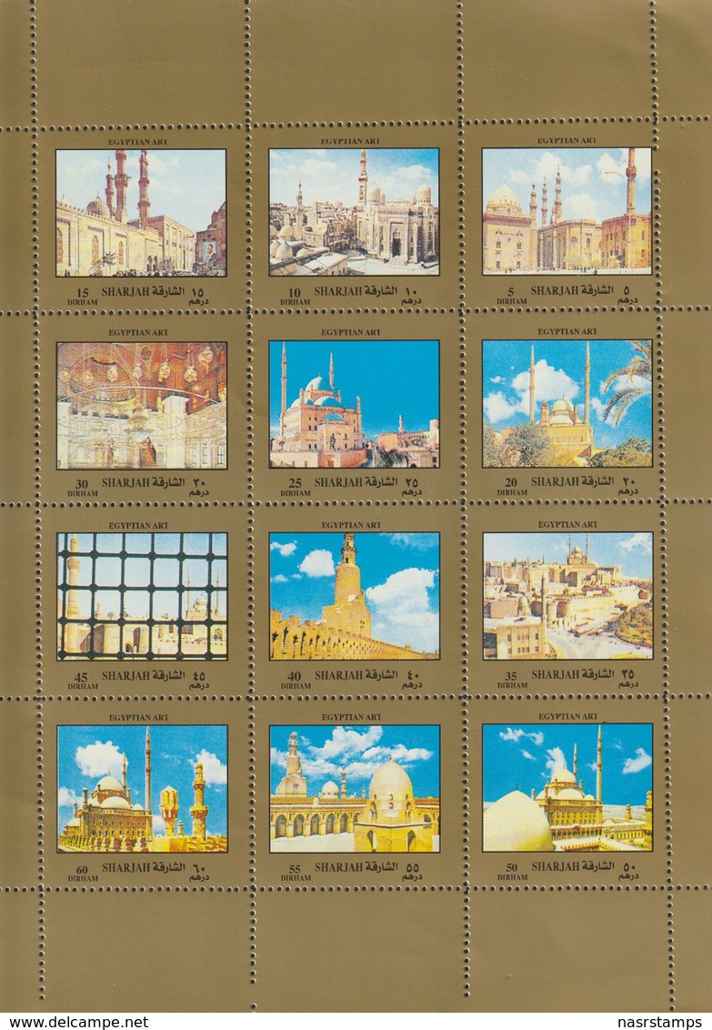 UAE - Sharjah - ( Complete Sheet - Egyptian Art - Egyptology ) - MNH (**) - Egyptologie