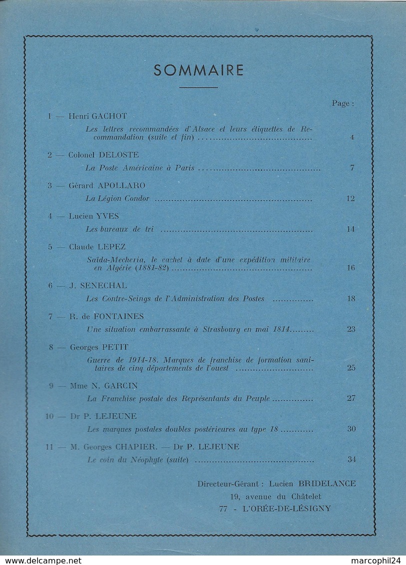 FEUILLES MARCOPHILES - N° 186 1971 = Lettres Recommandées D'ALSACE + POSTE AMERICAINE à Paris + ESPAGNE + REVOLUTION - Francese