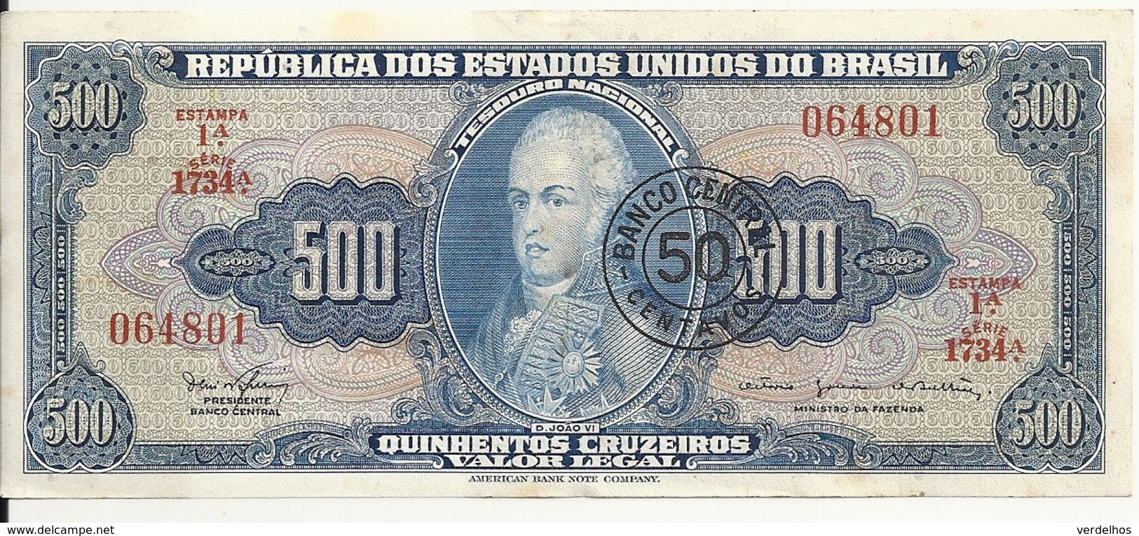 BRESIL 500 CRUZEIROS ND1967 UNC P 186 - Brésil