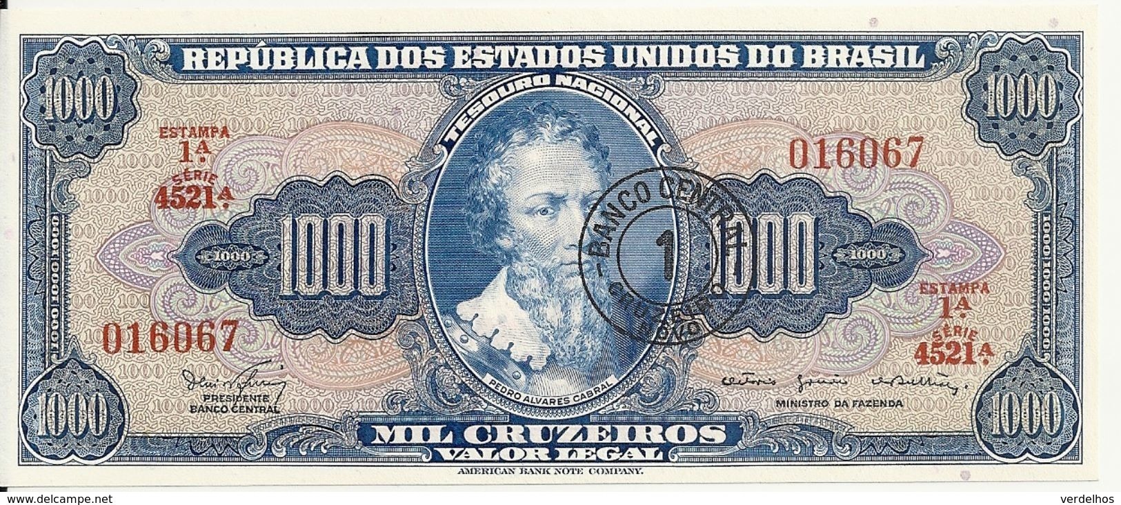 BRESIL 1000 CRUZEIROS ND1966-67 UNC P 187 B - Brésil