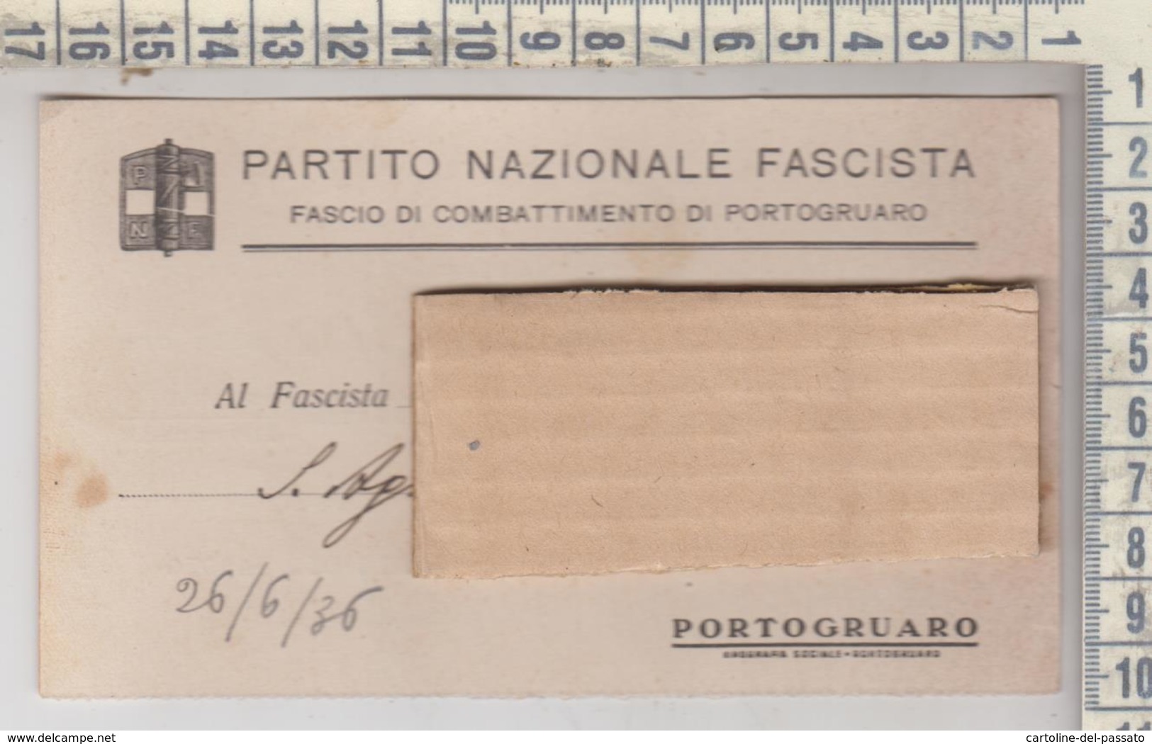 PORTOGRUARO VENEZIA CARTOLINA FASCIO DI COMBATTIMENTO 1936 - Venezia (Venedig)