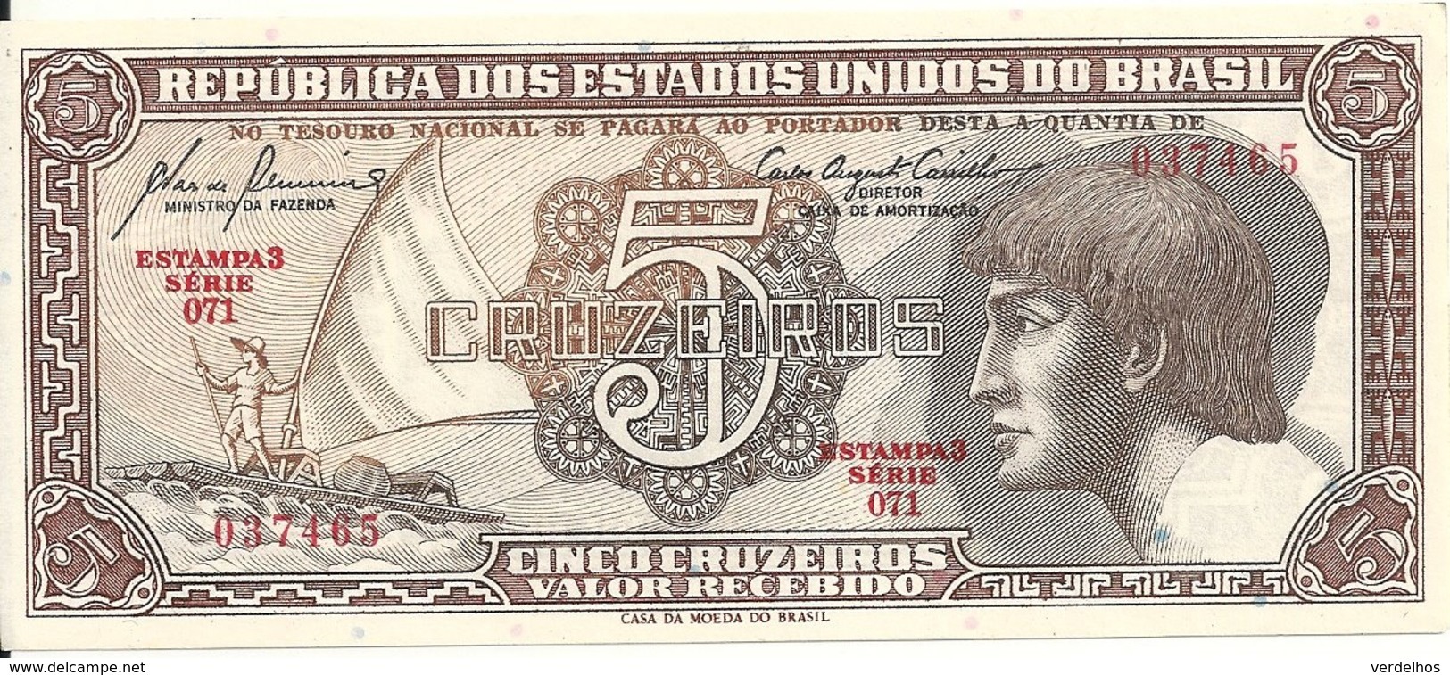 BRESIL 5 CRUZEIROS ND1961-62 UNC P 166 A - Brésil