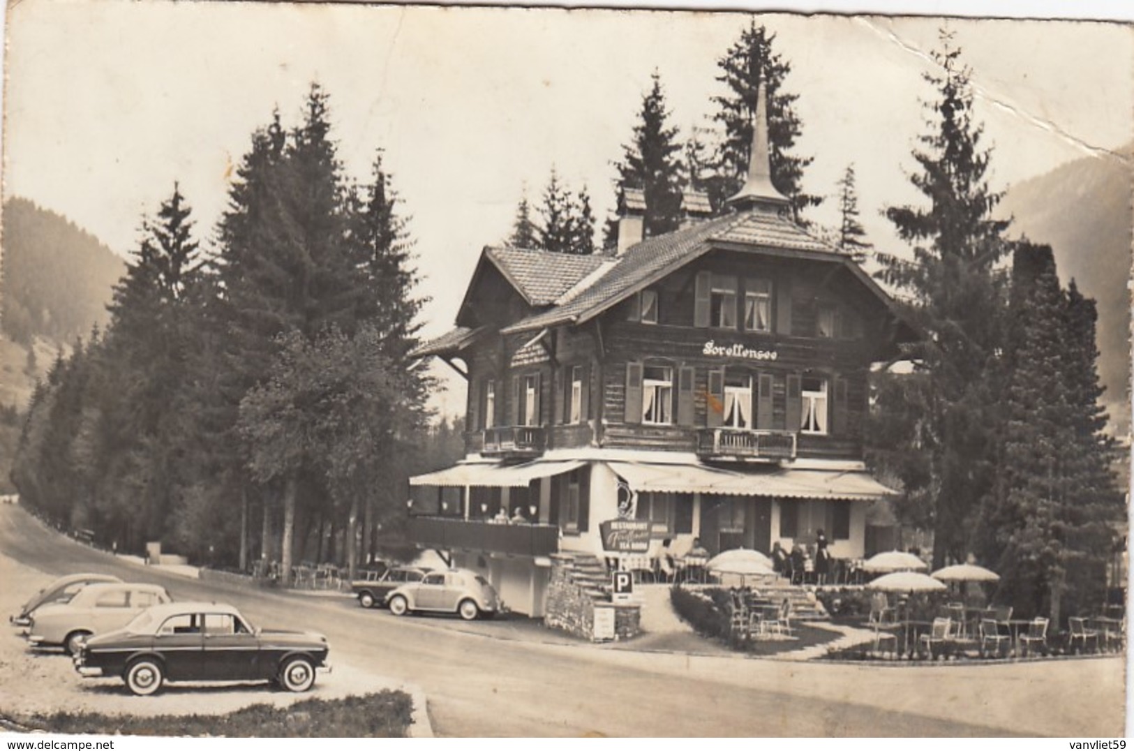 SWITZERLAND-SCHWEIZ-SUISSE-SVIZZERA-ZWEISMMEN-FISCHZUCHT RESTAURANT-CARTOLINA VERA FOTOGRAFIA-VIAGGIATA 1950-1958 - Altri & Non Classificati